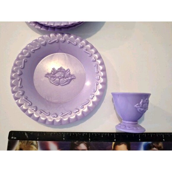 Cabbage Patch Kids Tea Party Vintage 80s Doll Lunchbox Purple Pink Blue Plastic - Picture 8 of 11